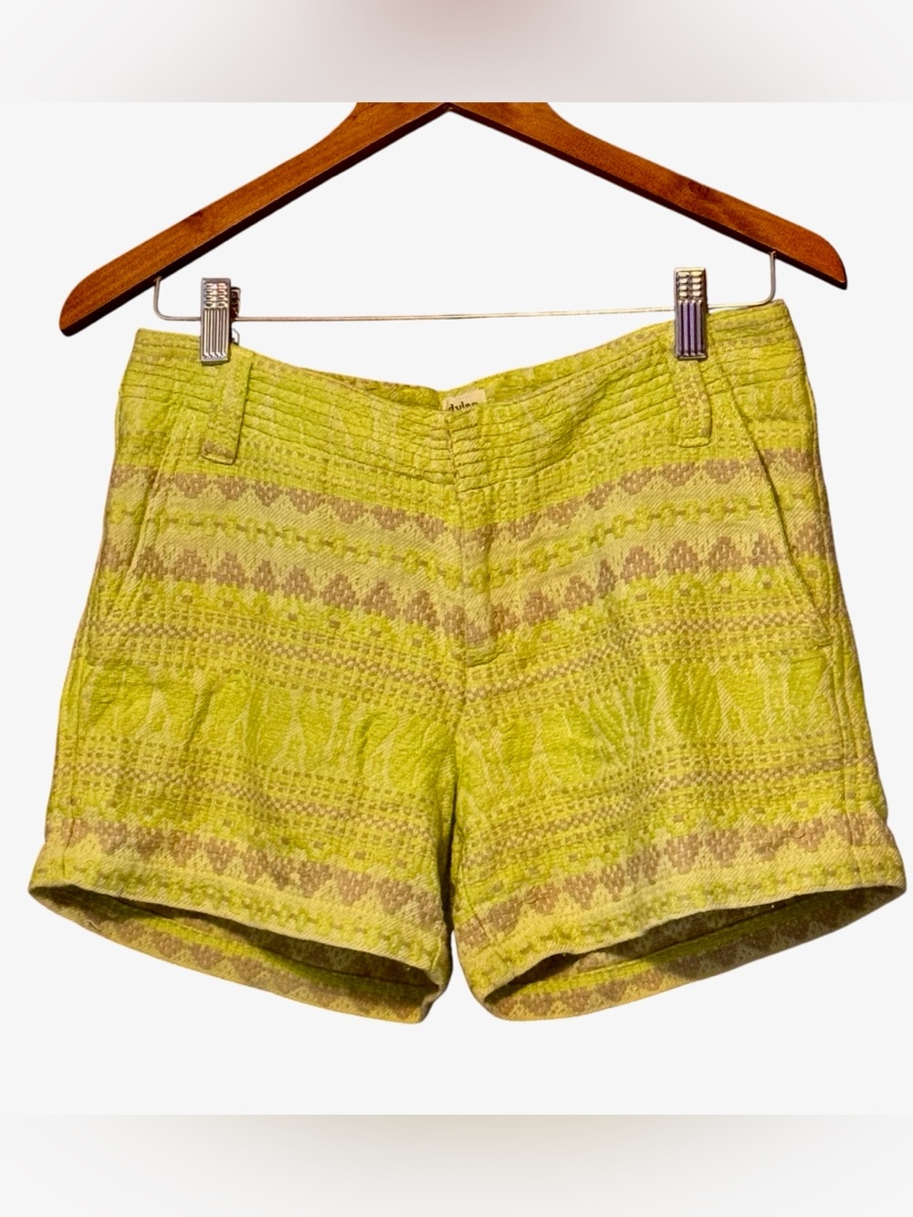 dylan NWT Lime Green Patterned High-Waist Women's Knit Shorts Size 4